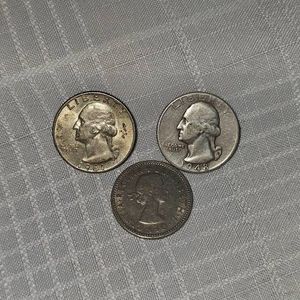 1948,1961 Washington Quarters 25c, 1963 Schilling