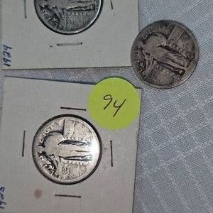1925,1929,1929 Silver Quarters, 25c