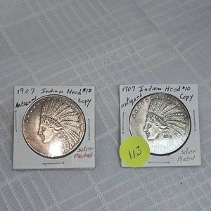 2-1907 Indian Head $10 Copy, Silver Plated
