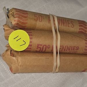 5 Rolls Wheatback Pennies, 1c (250)