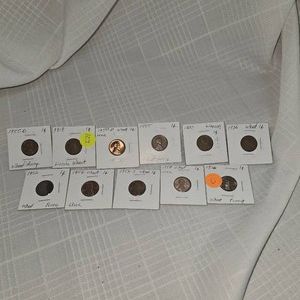 1918-1957 Carded Lot of 11 Wheatback Pennies