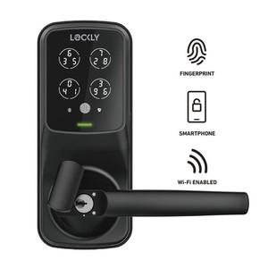 $214 Lockly  Matte Black Lever Wi-Fi Smart Lock Biometric Fingerprint Keypad