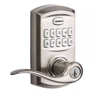 $129 Kwikset SmartCode 917 Satin Nickel Keypad Electronic Single-Cylinder Tustin Door Handle Featuring SmartKey Security