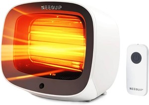 Small Space Heater with Magnetic Remote, White - 1200W PTC Fast Heating, Overheat and Tip-Over Protection, for Bedroom Office Desk Use