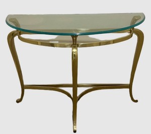 LLFR - Vintage Hollywood Regency Style Demilune Console Table by Ethan Allen