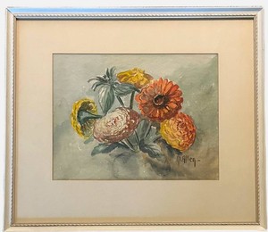 LLFR - Original M. Allen Watercolor Floral Painting Framed