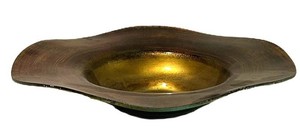 LLFR - Art Glass Bowl - Green & Gold Iridescent