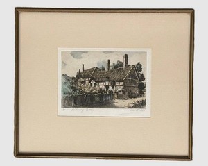LLFR - Framed Etching Cecil Forbes Anne Hathaways Cottage