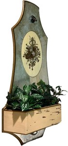 LLS - Vintage Wall Planter Italian Smoked Glass Faux Foliage