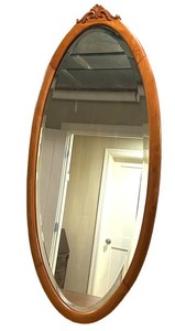 LLS - Vintage Oval Wall Mirror Carved Wood Frame