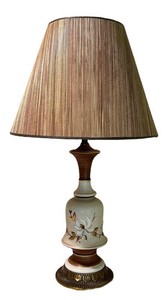 LLFR - Table Lamp Painted Floral Ceramic With Wood Accent