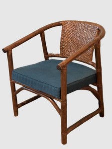 LLBR2 - Vintage McGuire Rattan Cane-Back Armchair With Cushion