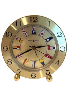 LLFR - Vintage Howard Miller Brass World Flag Mantel Clock