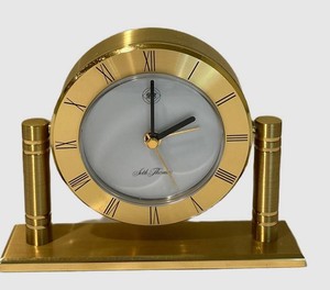 LLFR - Vintage Desk Clock - Seth Thomas Brass Roman Numeral