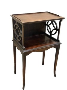 LLFR - Vintage Mahogany Tiered Fretwork Side Table
