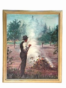 LLFR - Framed Campfire Scene Artwork Signed David O.