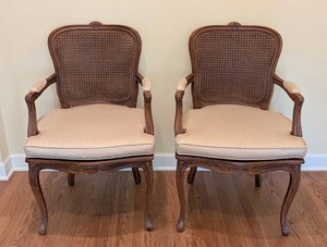 SR - Vintage Cane Back Armchairs Pair