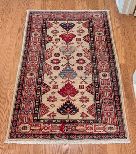 DR - Vintage Hand Knotted Caucasian or Afghan Kazak Wool Rug