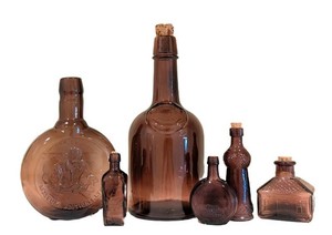 MB - Vintage Amethyst Glass Bottles (Lot of 6)