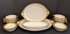 K - Vintage Limoges Gold Rim Serving Dishes Wm. Guerin & Co.