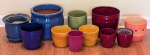 SR - Ceramic Planters Assorted Glazed Set (Lot of 11)