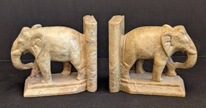 MB - Bookends - Stone Elephant Pair