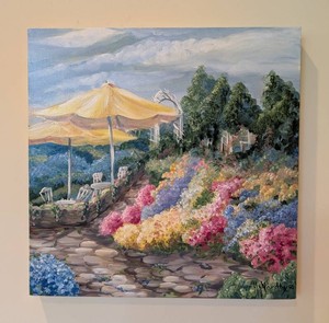 LR - Oil Painting H. Nordby Signed Floral Garden Landscape