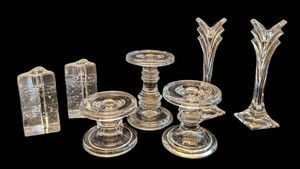 K - Assorted Candle Holders including Pair of Vintage Iittala Arkipelago Ice Glass Candle Holders