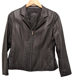 LS - Womens Black Leather Jacket - Cole Haan Size 10P