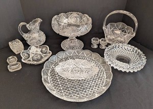 K - Vintage Cut & Pressed Glassware Mixed Lot
