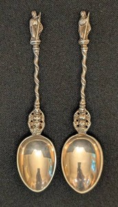 DR - Antique British Sterling Silver Souvenir Spoons Pair