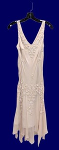 LLR - Beaded Cream Silk Dress - Scala Size Large