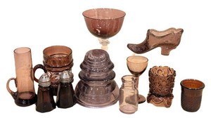 K - Vintage Amethyst Glass Decor Mixed Lot