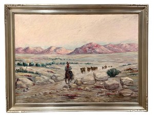 LLFR - Western Landscape Painting Mary Allen High Noon on the Desert Framed