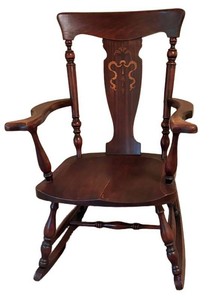 LBR1 - Antique Windsor Style Rocking Chair Dark Mahogany