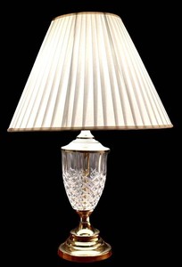 LBR1 - Vintage Table Lamp Crystal & Brass Base