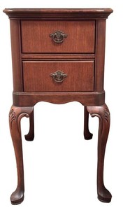LBR1 - Vintage Maple Nightstand Two-Drawer Bedside Table