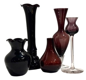 LLFR - Vintage Mid-Century Modern Glass Vases Hughes Amethyst & Purple (Lot of 5)