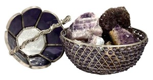 LLFR - Amethyst Crystal Collection in Glass Basket & Bowl (Lot of 6)