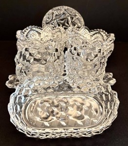 K - Vintage Crystal Serving Set 9 Pieces Bowls Creamer Sugar & Dishes