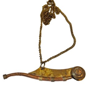 LR - Boatswain Pipe Whistle Nautical Brass With Chain