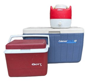 G - Coolers - Coleman PolyLite 48, Gott 8 & Coleman Water Jug Mixed Lot