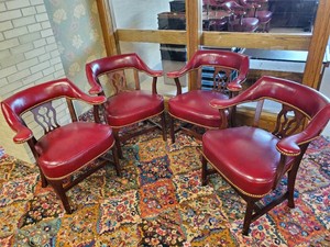 Beautiful Vintage Leather ClubBank Chairs - Set of 4 High End Chairs
