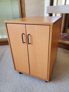 Beautiful Unique Wood Cabinet on Rollers