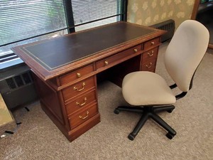 Solid Wooden Bankers Desk with Desk Chair