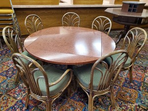 7 Vintage (lifestyles of manilla) Rattan Chairs with Large Vintage Table