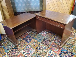 2 Smaller Wooden Desks one with a drawer&nbsp