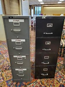 2 52 Tall Metal Cabinets with 4 drawers