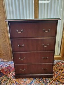 Large 54 Tall wood 4 drawer cabinetdresser with Glass Top