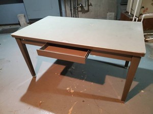 vintage Metal 5 foot wide Table with Drawer